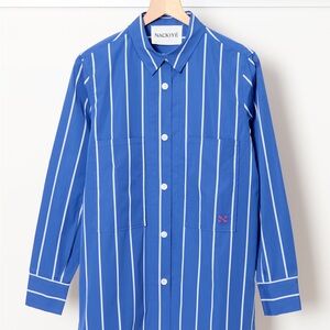 Nackiyé Never Without Top Button Down Blue & White Striped Top Size 34 US 2